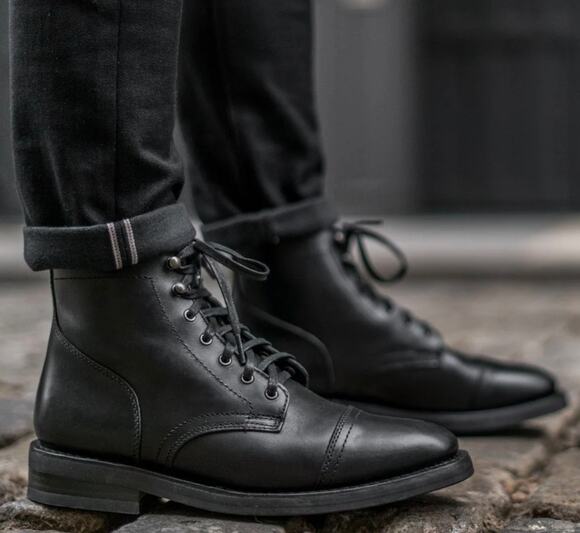 Thursday boots & Co. Cap Toe black men\'s leather Lace up boots - size 8 main image 4